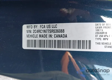 2025 Chrysler Pacifica Hybrid Pinnacle z USA, uszkodzony, nr VIN 2C4RC1N77SR536088